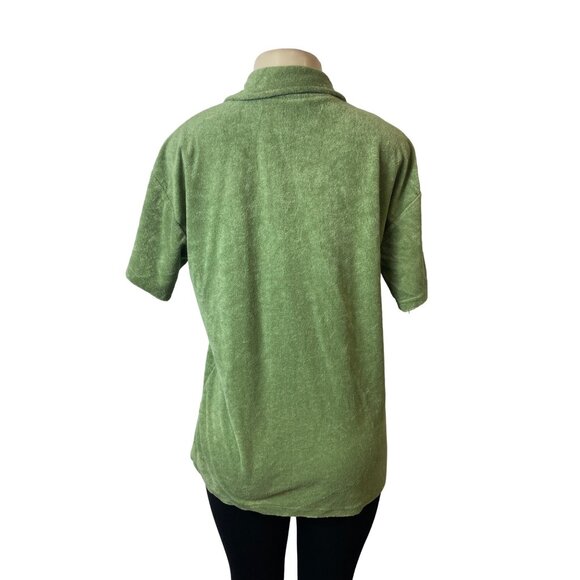 Daisy Street Women's Green Towel Button Down Short Sleeve Shirt Sz M - NWT - Picture 3 of 7